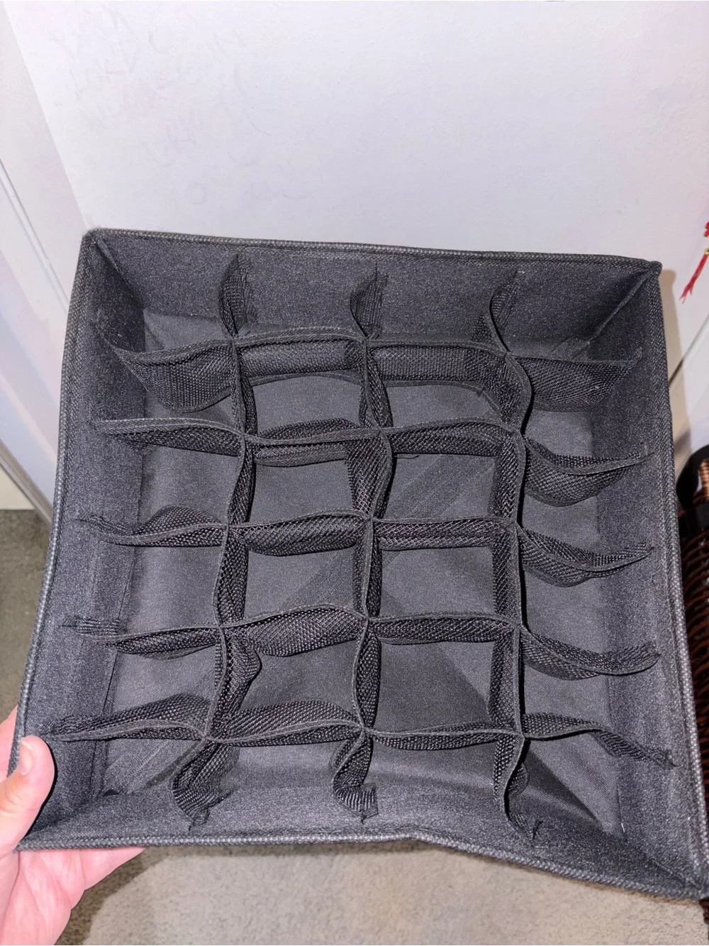 Black Fabric Grid Drawer Organizer | Home Storage & Organization